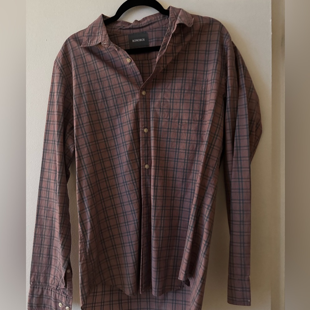 Bonobos Men's Casual Brown Checkered Shirt
